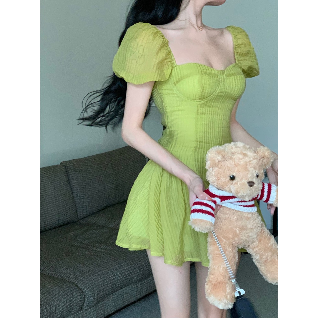 Đầm Chữ a Tay Phồng Thời Trang Mùa Hè Pháp Quyến Rũ