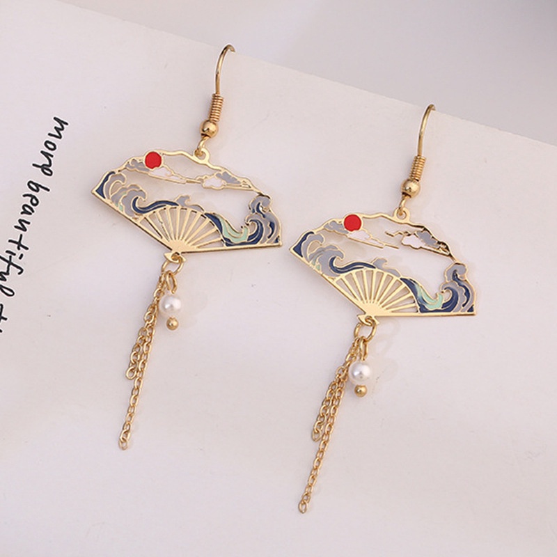 Bông Tai Kim Loại Hình Đám Mây / Chim Hạc Phong Cách Trung Hoa