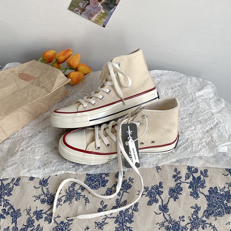 youngz Women's Shoes Classic White and Black Canvas Shoes Women's Korean Style Students' Shoes Harajuku Style Shoes Women's Shoes