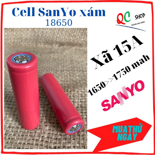 QC cell pin 18650 sanyo đầu xám (bóc khối)1650>1750mah (xả cao 15A)