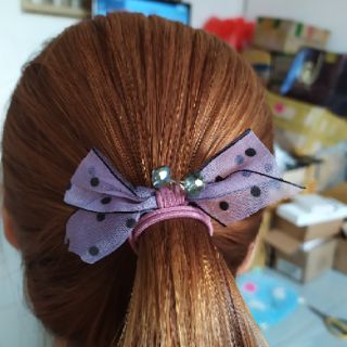 Dây cột tóc Nơ Lụa Voan Đá Pha Lê