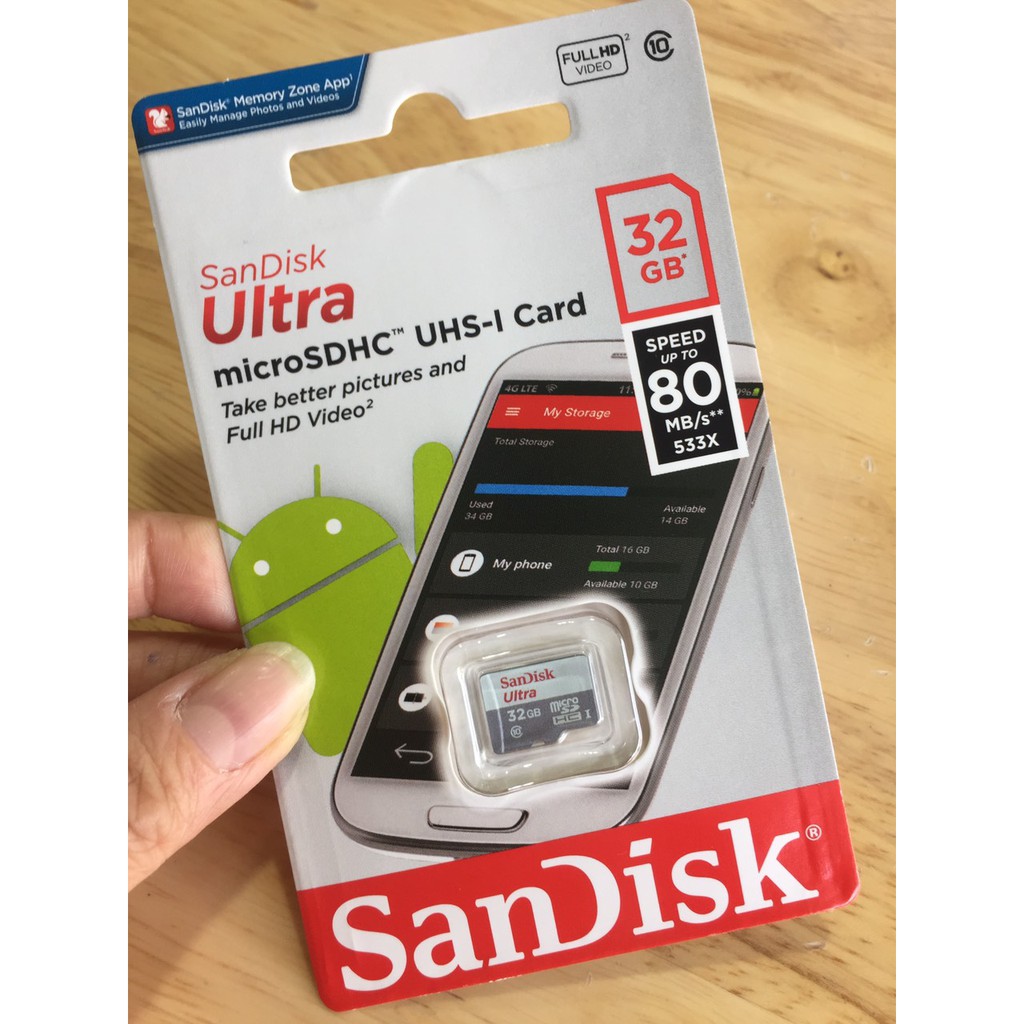 [16GB; 32GB; 64GB; 128GB] Thẻ nhớ MicroSDXC tốc độ 80-100MB/s Sandisk Ultra