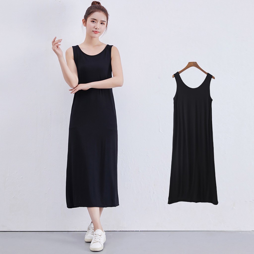 Mới Đầm Maxi Sát Nách Màu Trơn Thiết Kế Thanh Lịch