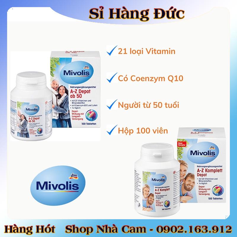 Viên uống vitamin tổng hợp Mivolis A Z Depot Ab 50 Đức cho người trên 50 tuổi và dưới 50 tuổi hộp 100 viên