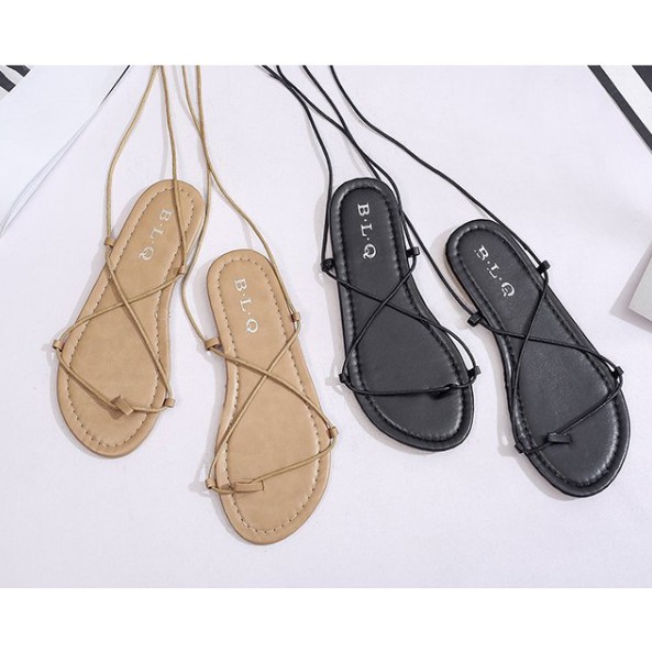 Dép dây sandal nữ 2 dây mảnh mùa hè đi biển thoáng chân nhẹ nhàng phong cách Hàn Quốc