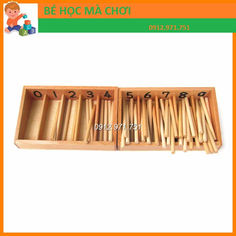 Hộp được đánh số với 45 que tính Montessori (Spindle Box With 45 Spindles)