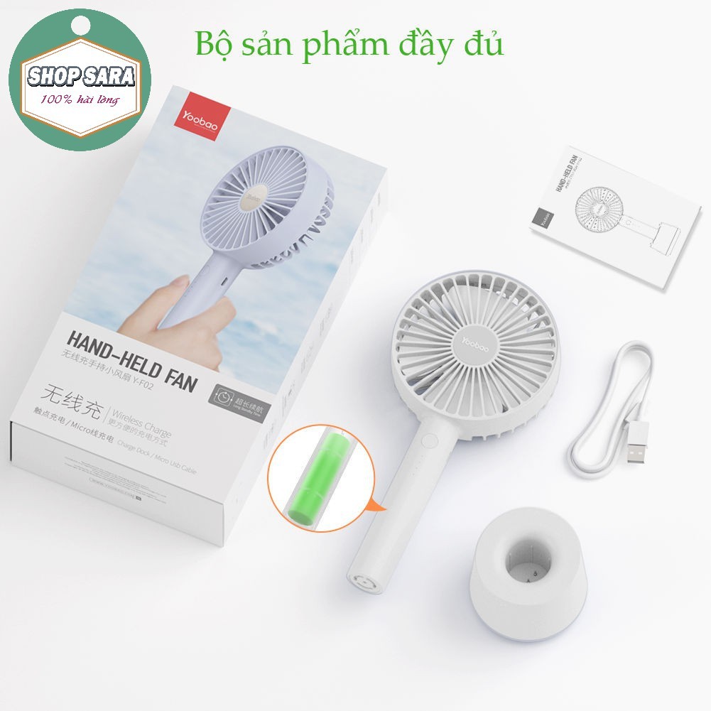 Quạt Sạc Mini Cầm Tay Đặt Bàn YOOBAO F02 2500mAh [BH 1 đổi 1] Shopsara