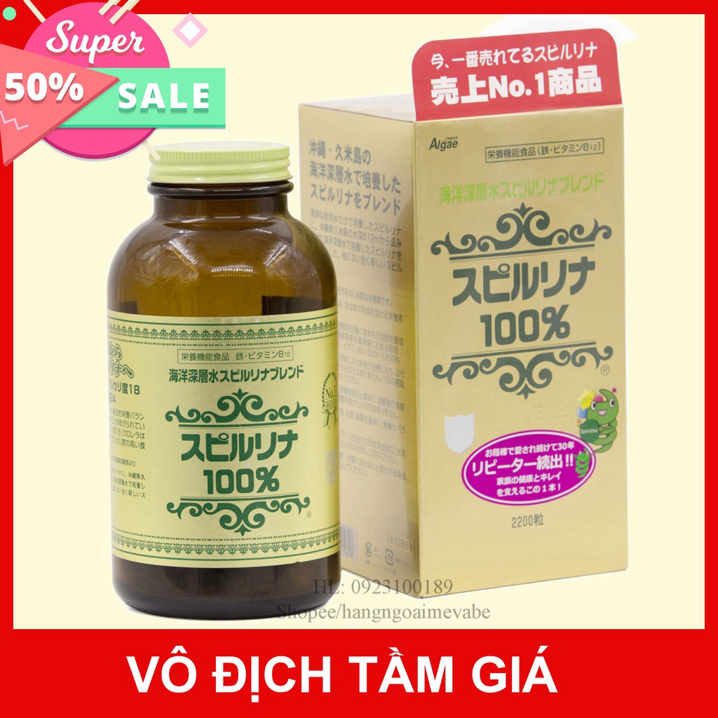 [CHÍNH HÃNG] Hộp Tảo Xoắn TEM ĐỎ 2200 VIÊN Spirulina Nhật Bản