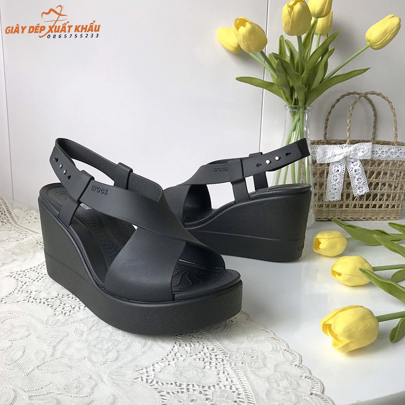 Sandal Cross Nữ Brooklyn High Wedge Cao 9 cm Màu Đen