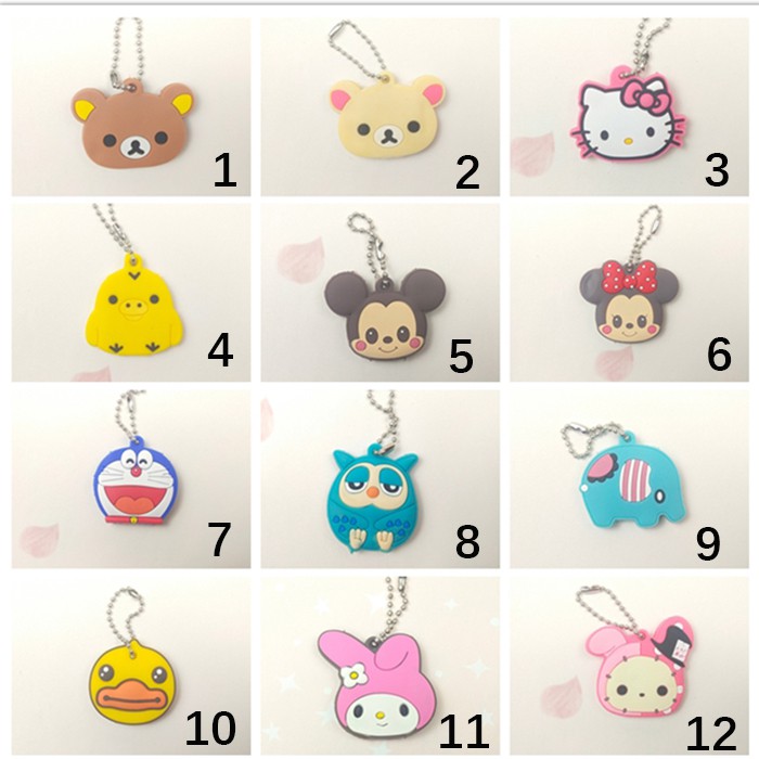 Vỏ bọc cho chìa khóa xe hơi bằng silicon hình Hello Kitty dễ thương có chuỗi dây tiện lợi