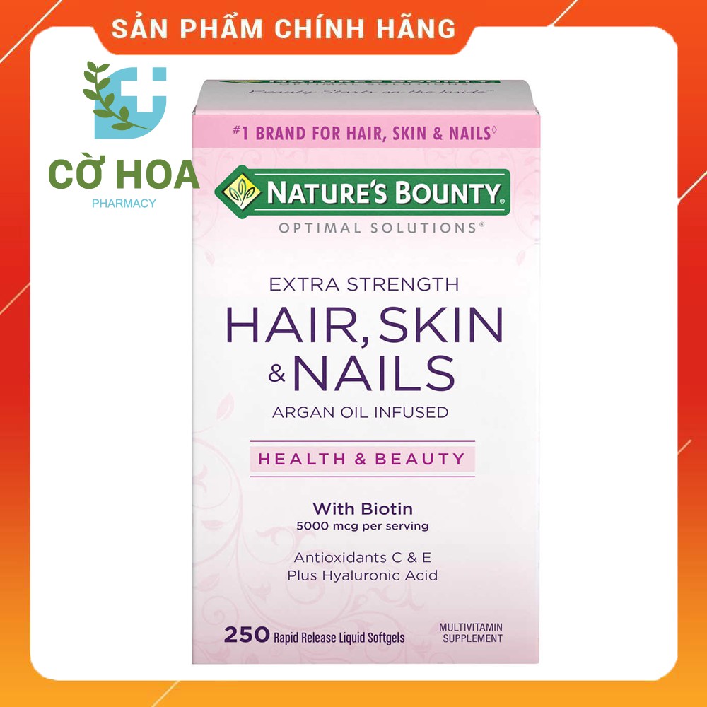 Viên uống đẹp Tóc Da Móng Nature's Bounty Hair, Skin & Nails - Hộp 250 viên