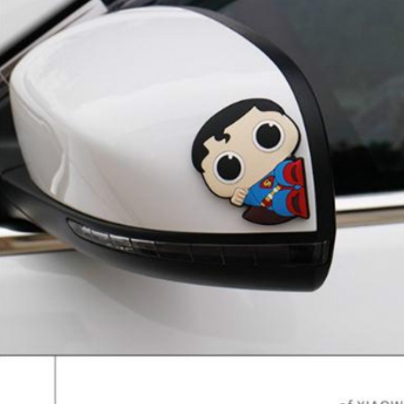 Bộ 2 Miếng Dán Cao Su Bảo Vệ Cửa Xe Hơi Chống Va Chạm Hình Siêu Anh Hùng Batman Ironman