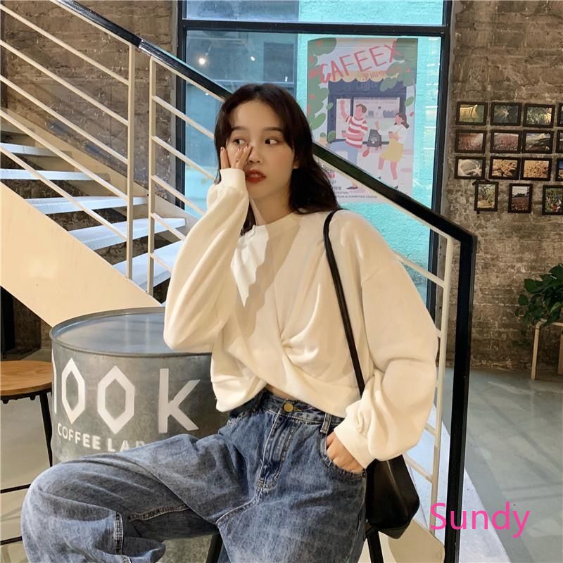 Áo Sweatshirt Tay Dài Thời Trang Mùa Thu Phong Cách Hàn Quốc Màu Sắc Tùy Chọn Dành Cho Bạn Nữ | BigBuy360 - bigbuy360.vn