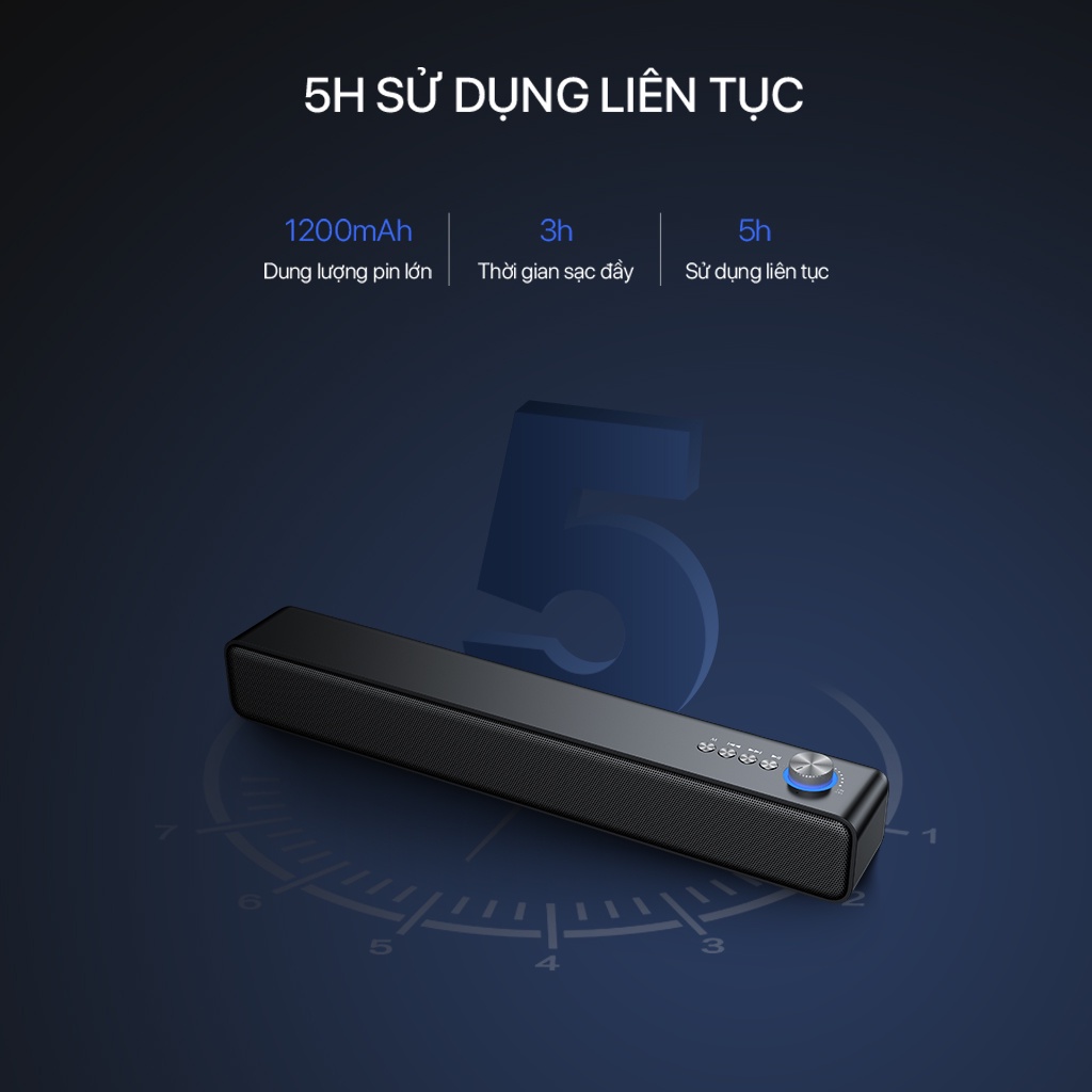 Loa Thanh Soundbar Bluetooth ROBOT RB480 Công Suất 10W Pin 1200mAh Bass Trầm Mạnh Mẽ - Hỗ Trợ Kết Nối USB/ AUX/ Thẻ Nhớ