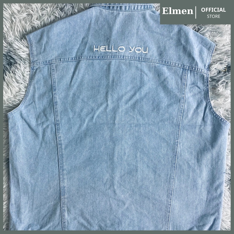 Áo Gile Bò Nam Nữ Phong Cách Cá Tính - Áo Khoác Jeans Dáng Rộng Ulzzang Unisex Hàn Quốc Màu Xanh Màu Đen Đủ Size ELMEN