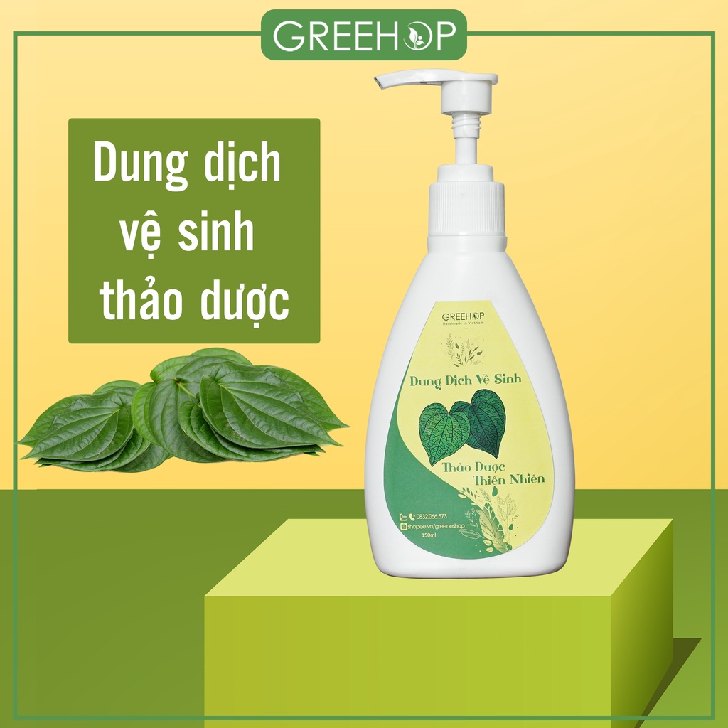 Dung dịch vệ sinh phụ nữ thảo dược, tinh chất trầu không GREEHOP (handmade), làm hồng, giảm ngứa, se khít, hồng hào