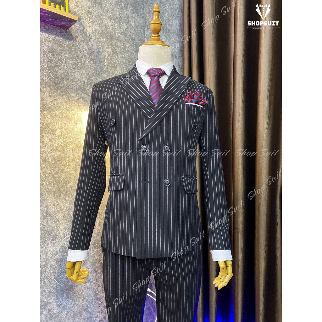 Vest nam cao cấp sọc kẻ phong các Hàn Quốc,Blazer Nam 2 màu Đen/Xám