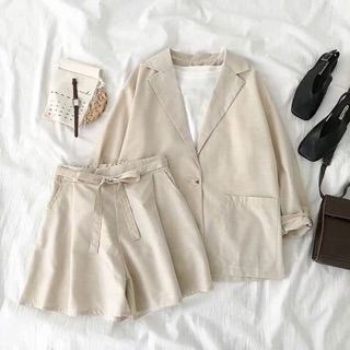 Set linen áo khoác + quần