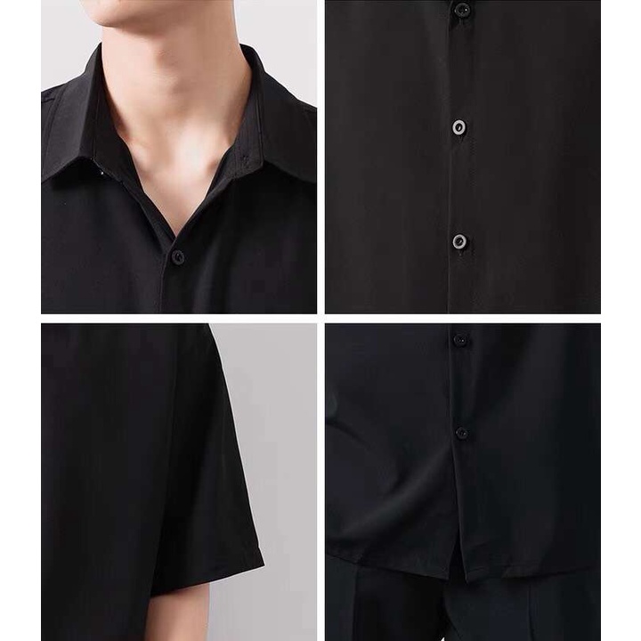 Áo sơ mi nam ngắn tay form suông cổ bẻ Hàn Quốc vải cao cấp chống nhăn AUTOMAN A17