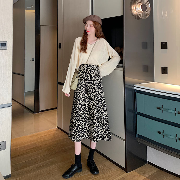 Chân Váy Chữ A Eo Cao Co Giãn In Họa Tiết Da Báo 38463