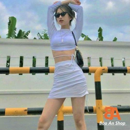 Chân váy ngắn lưng thun rút dây 2 bên có quần trong chất vải thun Borip [Hàng Đẹp] | BigBuy360 - bigbuy360.vn