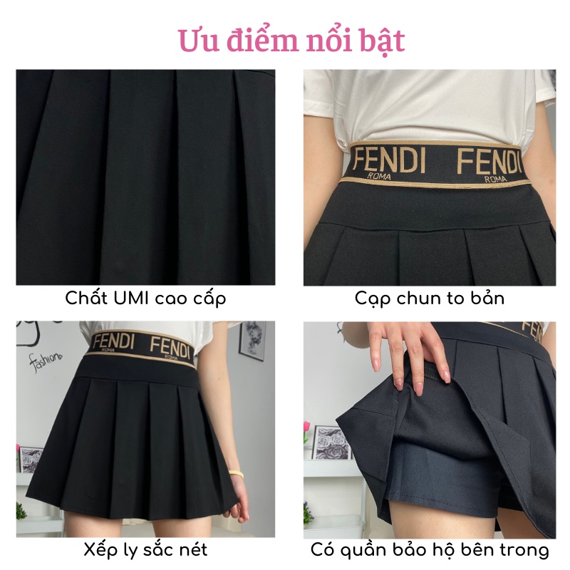 Chân váy tennis xếp ly dáng ngắn chữ A cạp chun chất Umi loại 1 trẻ trung năng động CV35