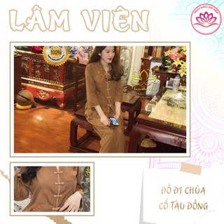 Bộ Quần Áo Đi Chùa, Quần Áo Phật Tử Cổ Tàu Đồng Thêu Sen Chất Kate Mịn Đẹp Ko Bai Ko Xù Thấm Hút Mồ Hôi Mặc Thoải Mái