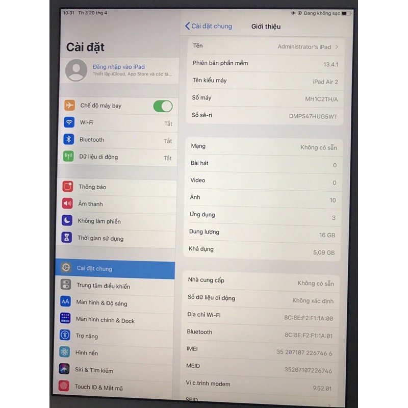 Ipad Air 2 Cellular 16Gb (hàng TGDĐ)