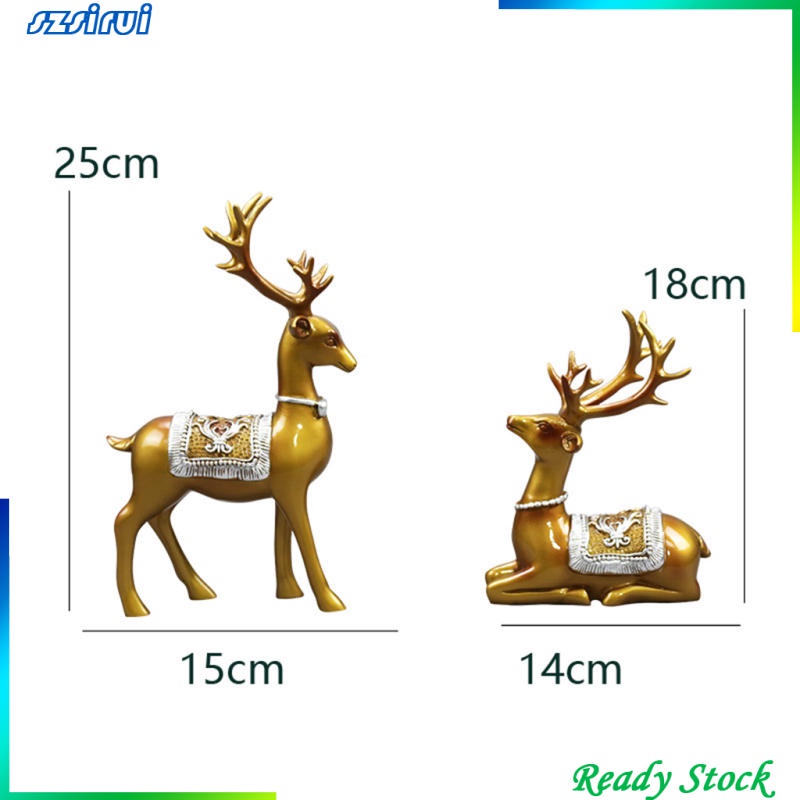 1 cặp tượng hươu bằng nhựa resin trang trí bàn làm việc