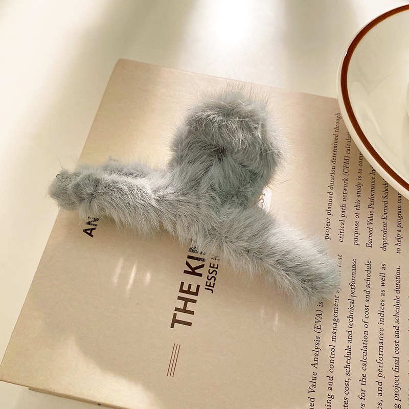 Kẹp Tóc Lông Thỏ Giả Cỡ Lớn Thời Trang Thu Đông Cho Nữ