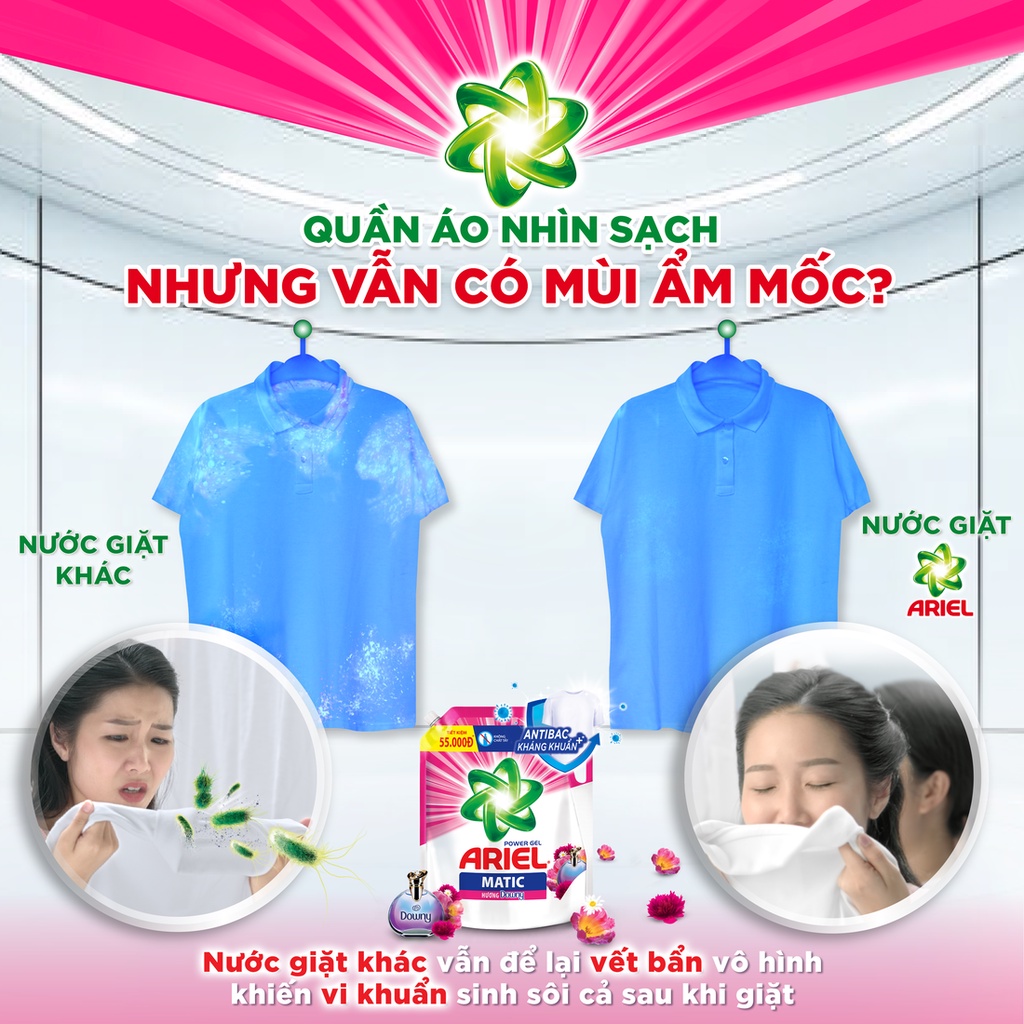 Combo Nước Giặt ARIEL Matic Nắng Sớm 4.1KGx2/ Hương Downy 3.9KGx2
