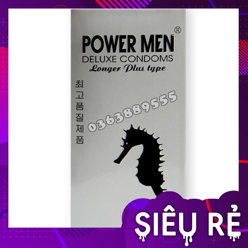 Bao cao su Powermen cá ngựa xám Hộp 12 chiếc, giao hàng nhanh, kín đáo