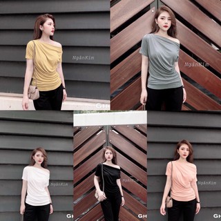 ÁO THUN LỆCH VAI NHÚN EO HOT HIT❤️ FREESHIP :heart: CHẤT THUN LẠNH SIÊU NHẸ SIÊU MÁT LÊN PHOM CỰC SANG CHẢNH