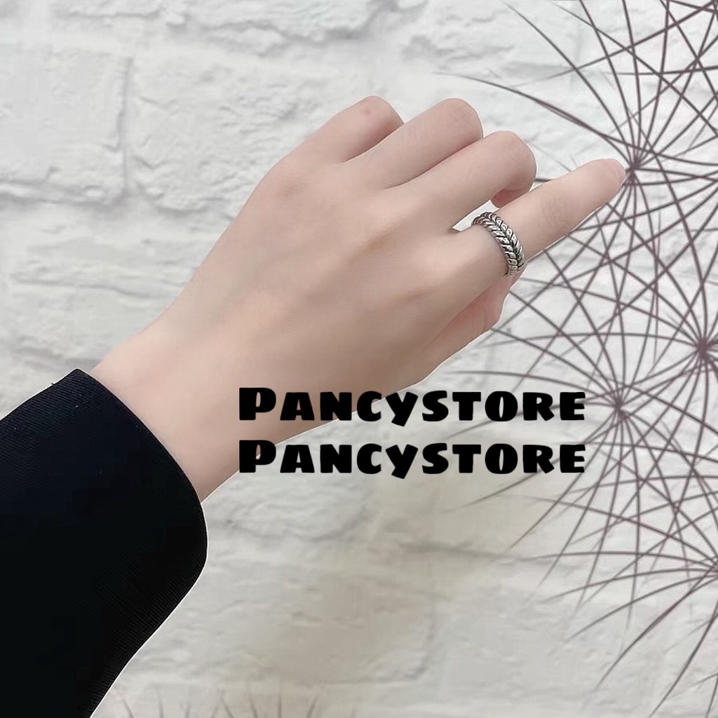 nhẫn vân lá unisex cá tính