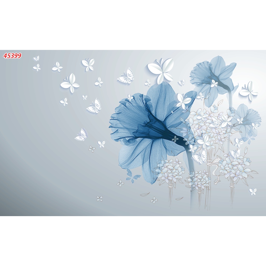 Tranh dán tường 3d trang trí phòng khách Hoa 3D nhẹ nhàng