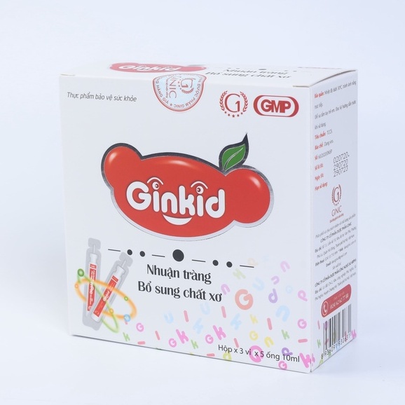 Hộp Gồm 15 Ống Uống Siro Nhuận Tràng GINKID - Cải Thiện Táo Bón Ở Trẻ, Bổ Sung Chất Xơ Hòa Tan, Ổn Định Hệ Tiêu Hóa