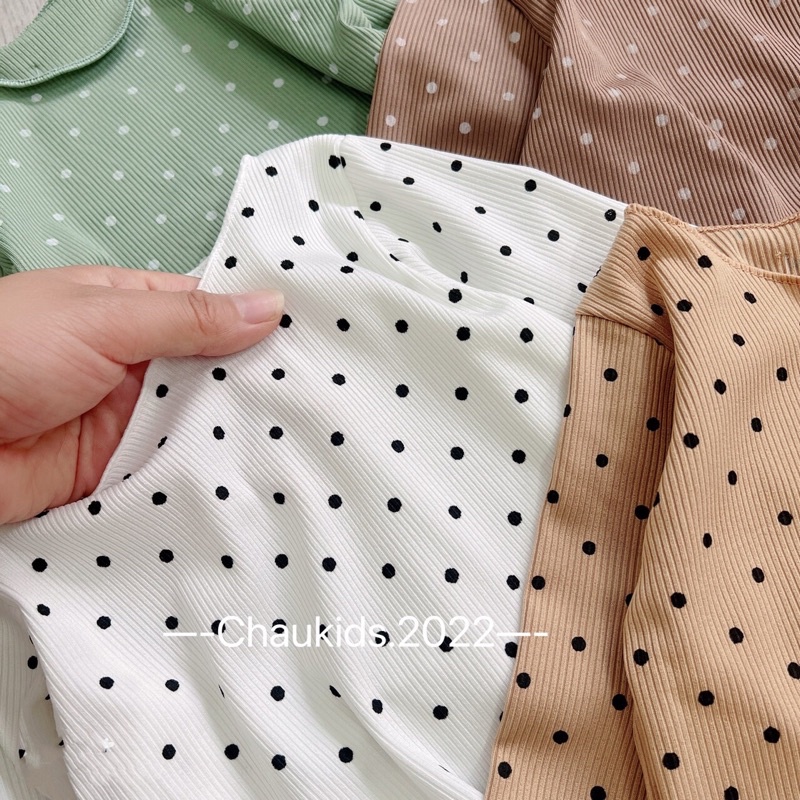Bộ Đồ Dài Tay Chấm Bi Bé Trai, Bé Gái 10-20kg Chất Thun Mềm Cổ Viền, Đồ Bộ Dài Tay Cho Bé - AN.KID