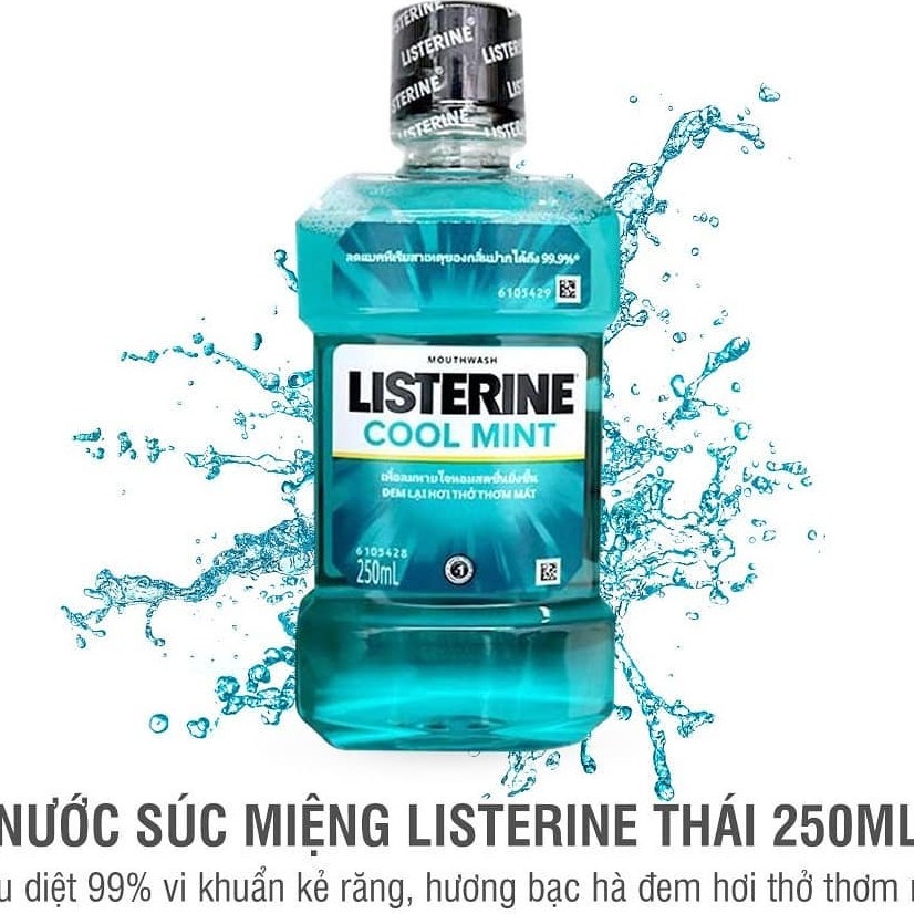 Nước Súc Miệng Listerine Bạc Hà Cool Mint Diệt Khuẩn, Giữ Hơi Thở Thơm Mát (Thái Lan)