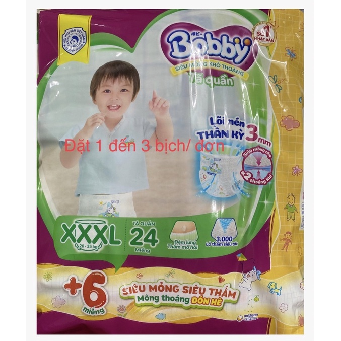 Tã quần bobby xxxl 24 miếng cho bé 20 đến 35 kg