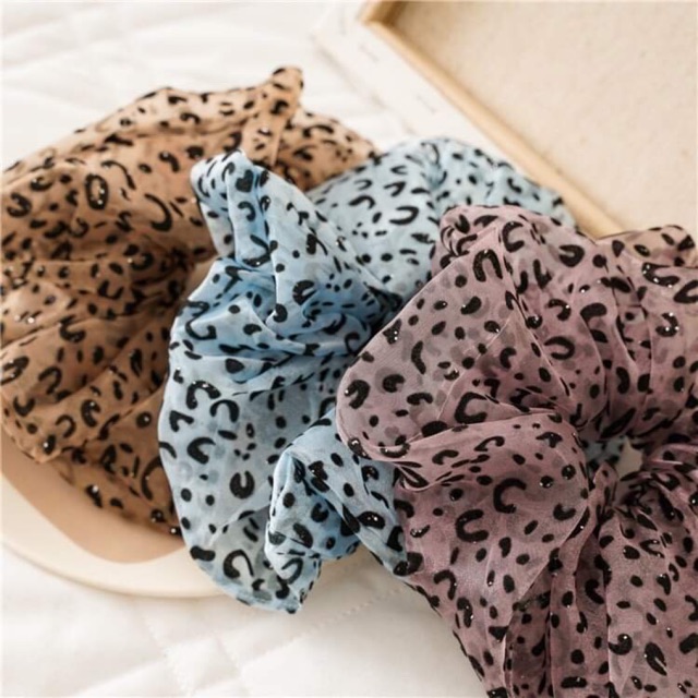 🥨Chun cột tóc scrunchie voan da báo