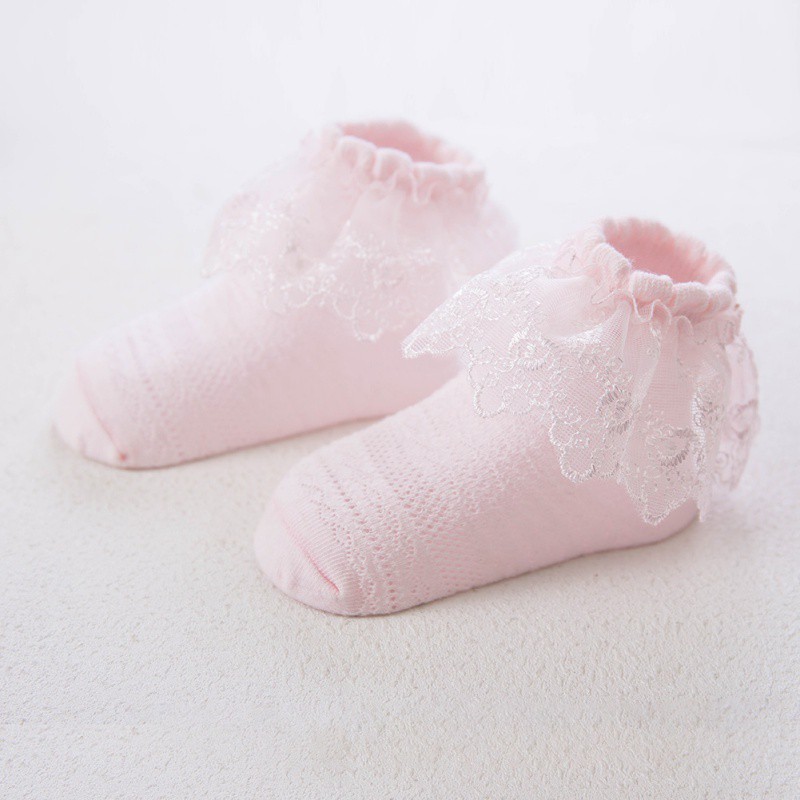 Vớ cotton ren hoa dễ thương cho bé gái