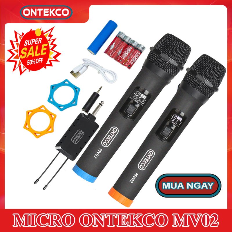 Bộ 2 Micro không dây MV-01/MV02/W003 karaoke chuyên nghiệp