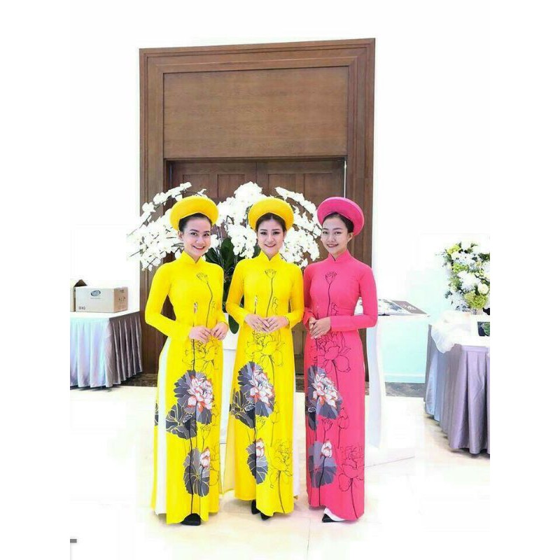 SÉT BỘ ÁO DÀI HOA SEN CỰC SANG BAO CHẤT HÀNG VNCC
