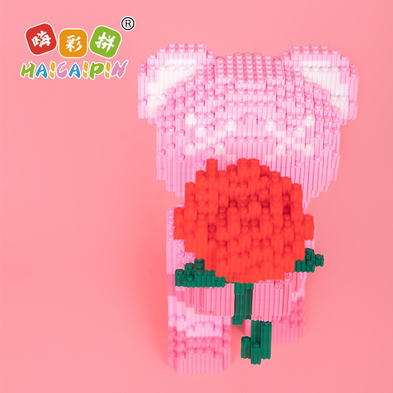 Bộ Đồ Chơi Lắp Ráp Hình Chú Gấu Và Hoa Nhiều Màu Dễ Thương Cho Người Lớn