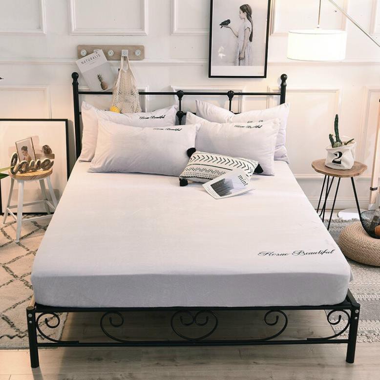 Bộ drap giường, bộ ga giường kèm 2 vỏ gối nỉ lông tuyết mùa đông 2020 Happy Bedding - VuaChanGa | BigBuy360 - bigbuy360.vn