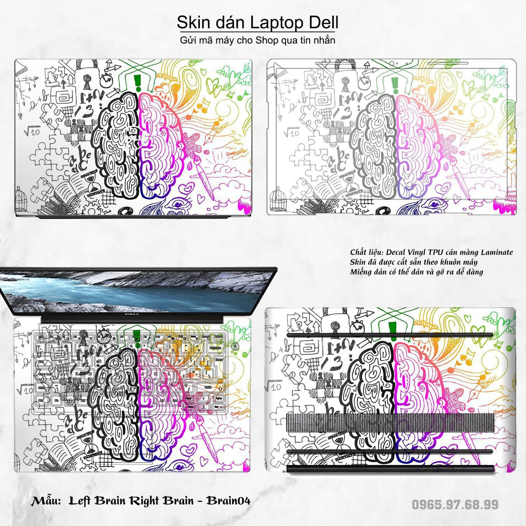 Skin dán Laptop Dell in hình Left Brain Right Brain (inbox mã máy cho Shop)