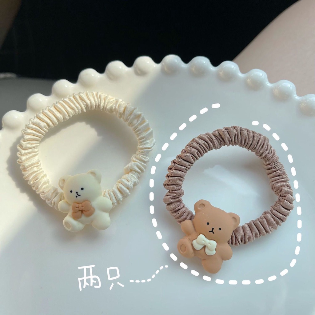 Dây Buộc Tóc Cao Su Thắt Nơ In Hình Trà Sữa Hoạt Hình Dễ Thương Cho Bé Gái