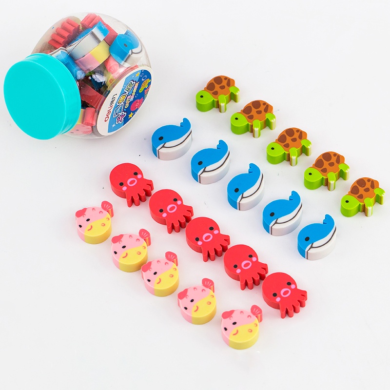 Hộp 20 Cục Tẩy Mini Bằng Cao Su Họa Tiết Hoạt Hình Sáng Tạo Cho Học Sinh