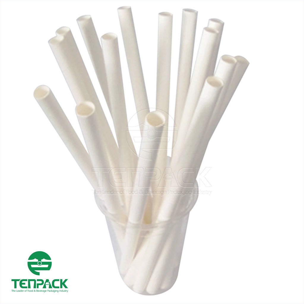 25 Ống hút giấy màu trắng trơn đẹp pi8x20cmx25c