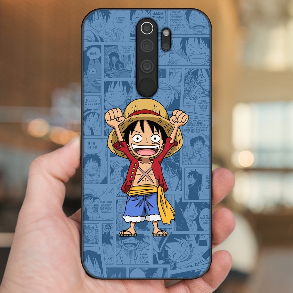 Ốp lưng Xiaomi Redmi Note 8 Pro viền đen in hình Luffy One Piece